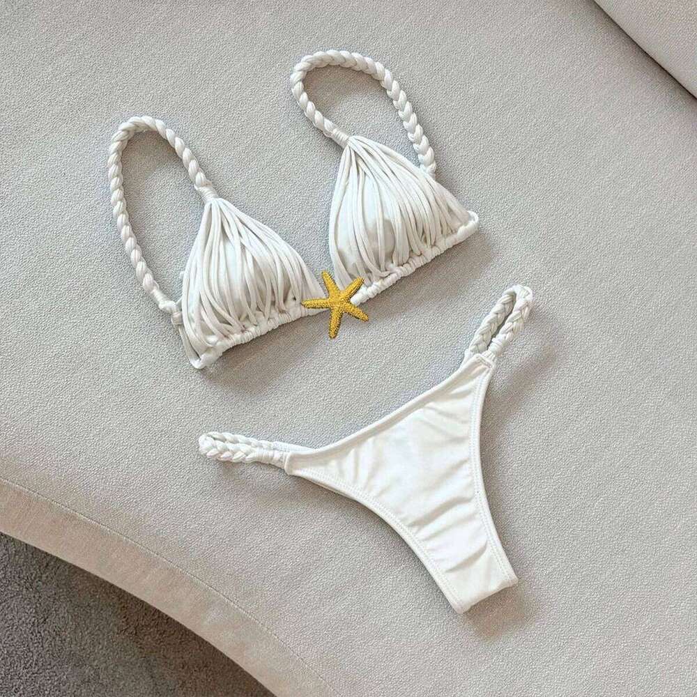 2025 New Five-pointed Star Brazilian Bikini Swimwear Women's Braided Rope Swimsuit Two Piece Set Female Sexy Mujer Beachwear Z260206