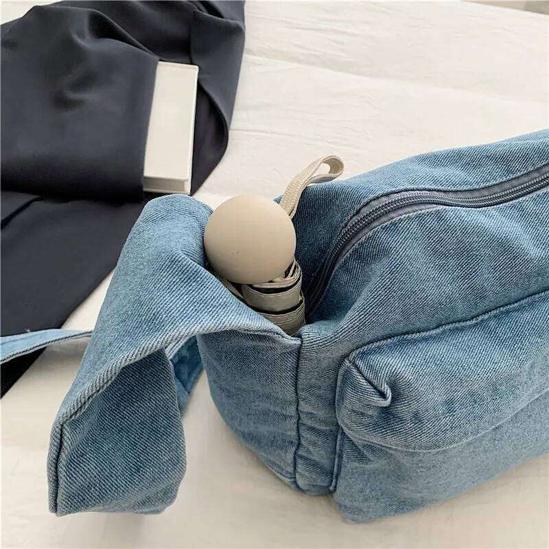 2025 Women's Denim Crossbody Large Capacity Tote Shoulder Bag Multi-Pocket Fashion Casual Handbag Purse For Women XJ260129