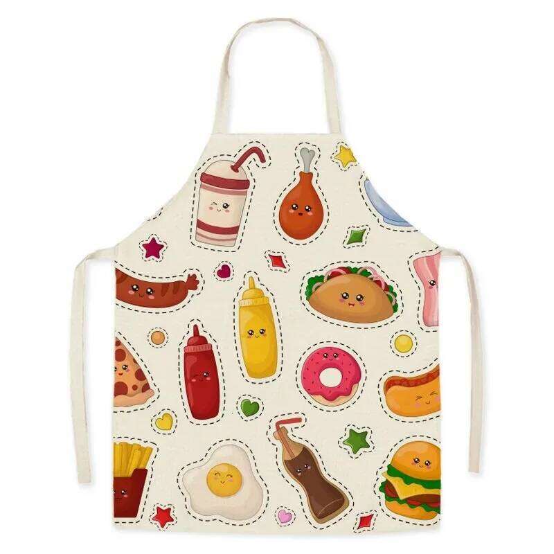 Cartoon Food Print Fruit Pattern Parent-child Sleeveless Linen Stain Resistant Apron Kitchen Cooking Accessories S260205 83c