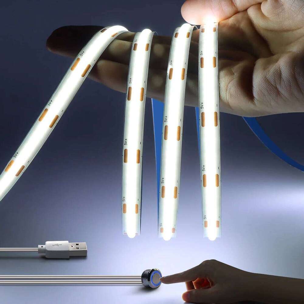 Dimmable Touch Sensor Switch USB COB LED Strip Light 320leds/m Diode Tape 5V Cabinet Lights Cupboard Kitchen Bedside Night Lamp Z260206