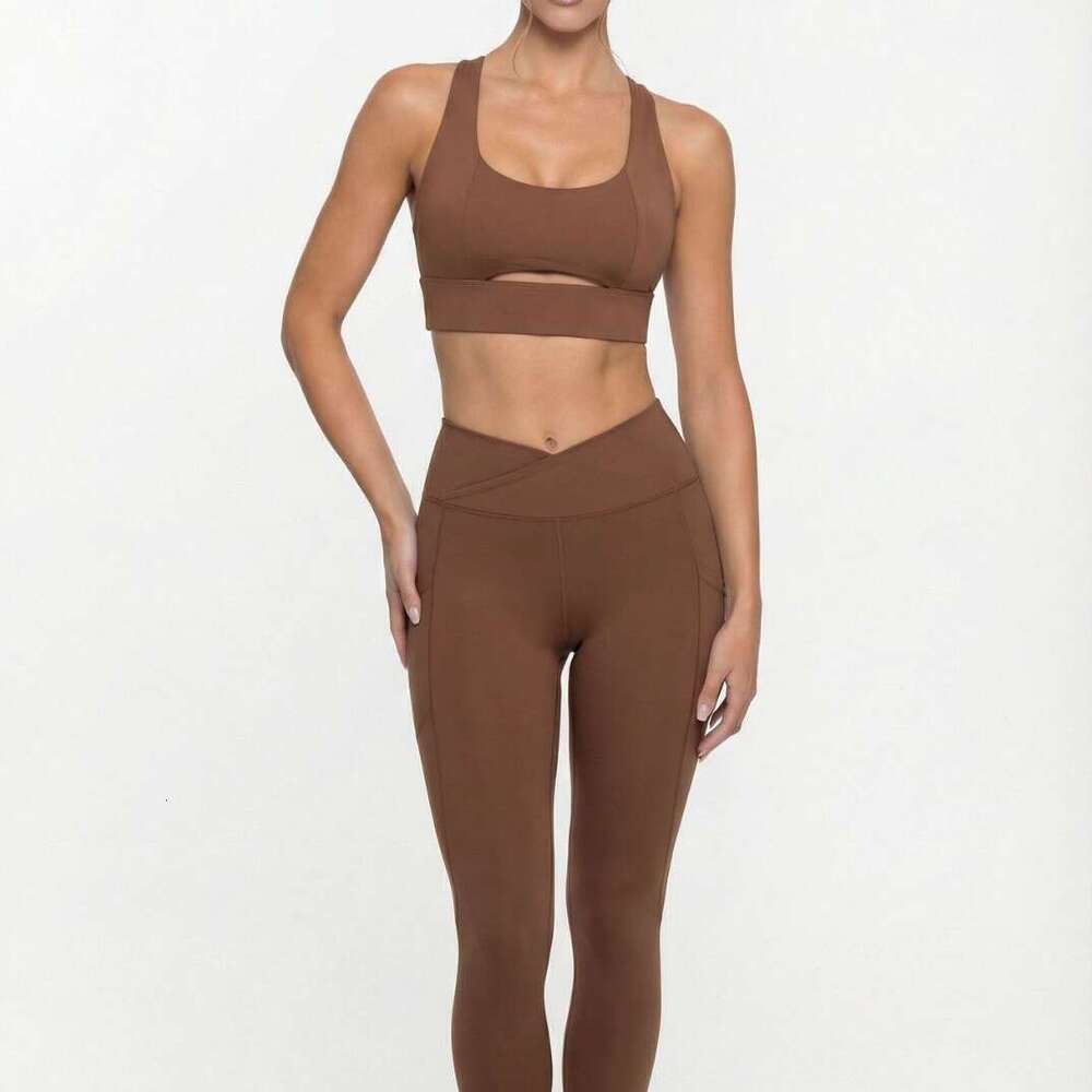 New Yoga Wear Shockproof Sports Bra Summer Barely There Lift Hip Slimming Breathable Nine-point Pants Fitness Two-piece Set Women