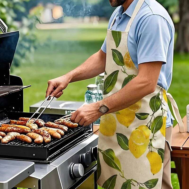 Stylish Baking Lemon Pattern Kitchen Stain Proof Home Waist Circumference Cooking Sleeveless Apron S260205