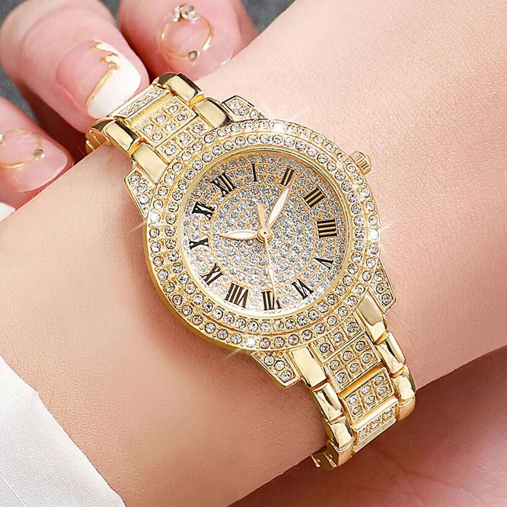 5PCS/Set Fashion Rhinestone Women Watches Ladies Quartz Wristwatch Jewelry Set Reloj Mujer Girls Clock GiftWithout Box Z260206
