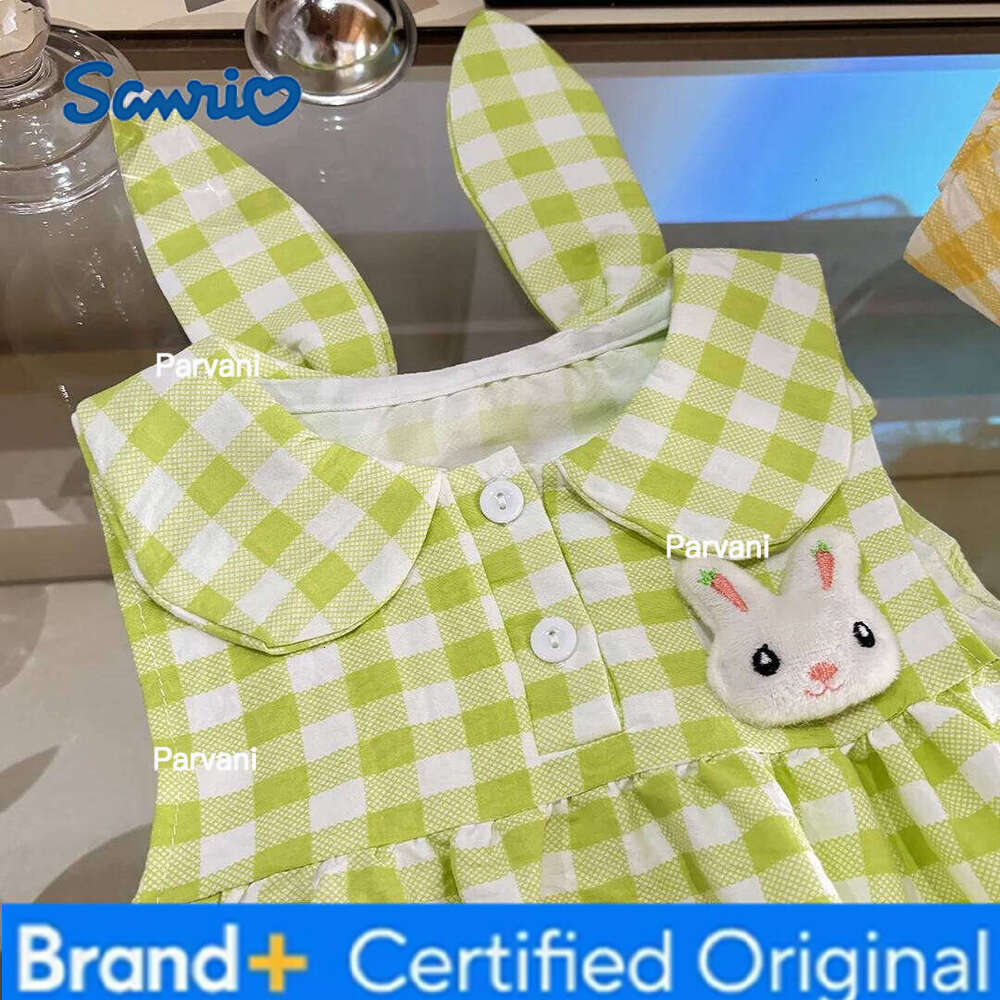 Sanrio Summer Girls' - Peter Pan Collar Bunny Ear Grid Jumper, Cute Rabbit Princess Dress for Toddlers Toddler Girl Clothes H2602061 - view 4
