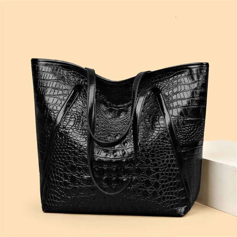 Simple Versatile Crocodile Print Tote Large Capacity Fashion Handbag Vintage Design Shoulder Women's Bag Y260205