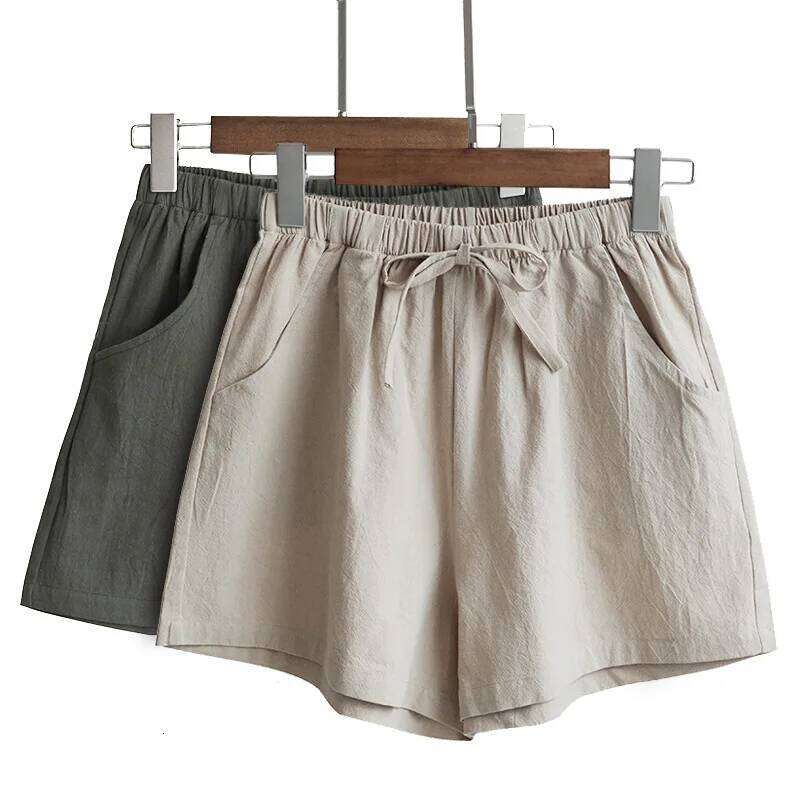 Casual Linen Woman Gym Shorts, Big Size Loose Short Pants, High Waist Dance Hotpants, Micro Summer Bottoms for Girls C260206