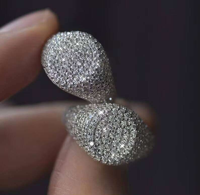 New Style Jewelry Pave Setting Iced Out VVS Moissanite Custom Hiphop Sterling Silver 925 Oval Shape Ring