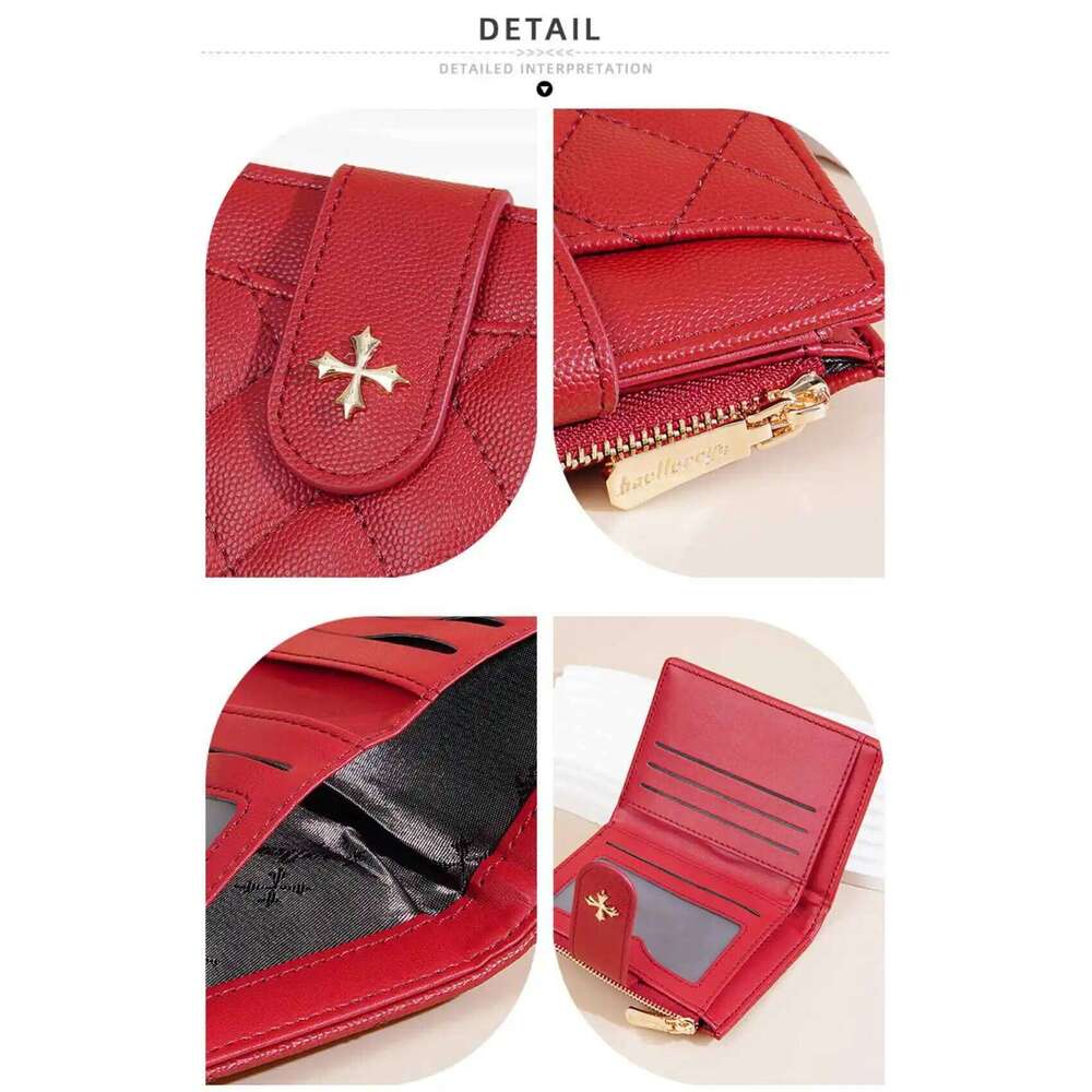 Four-Leaf Clover Quilted Zipper Coin Purse Bifold Women's Short Wallet Multi-Functional Fashion Casual Multi-Slot Card Holder Y260206