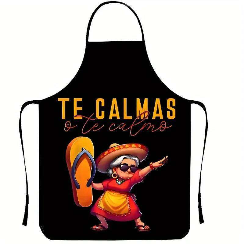 Vibrant Mexican inspired with "Te Calmas" Design Wide Strap, Kitchen Fashion, Everyday Apron S260205