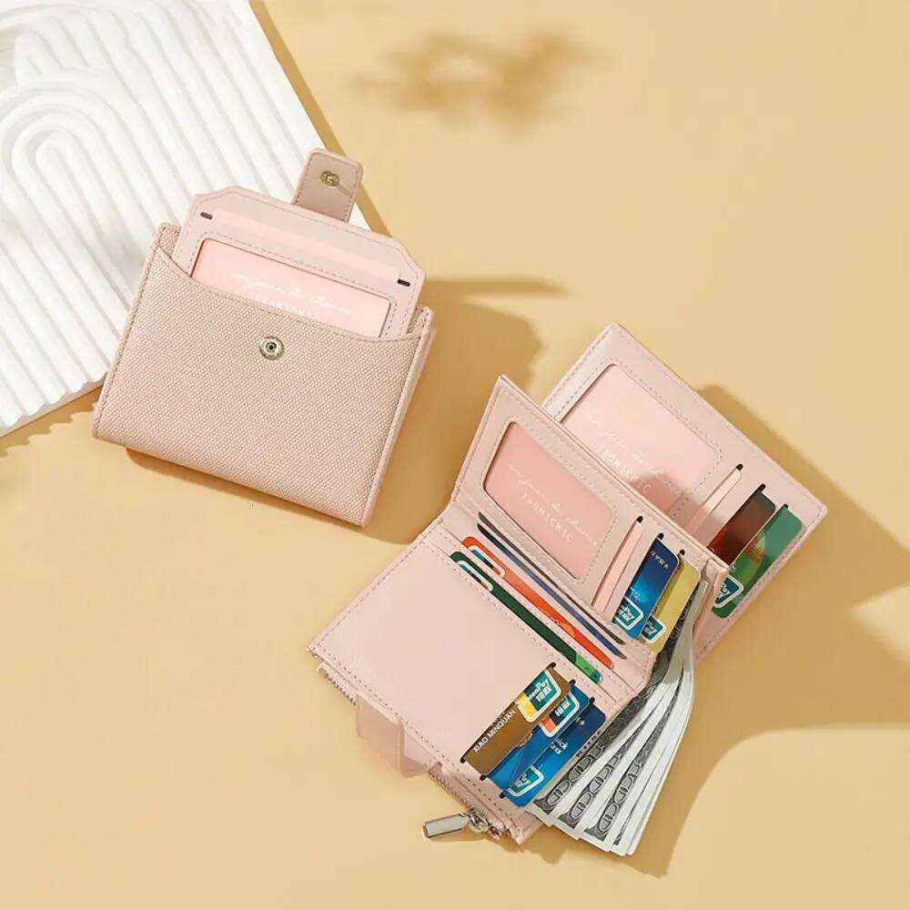 Fashion High-capacity Short Wallet PU Leather Waterproof Coin Purse Wear-resisting Solid Color Card Bag Girl Y260206