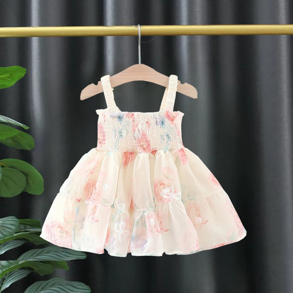 Baby Dresses Summer Sleeveless Flower Wing Girl KidS Dress First Birthday Outfit Princess Flower Fairy Girl Dress 260205