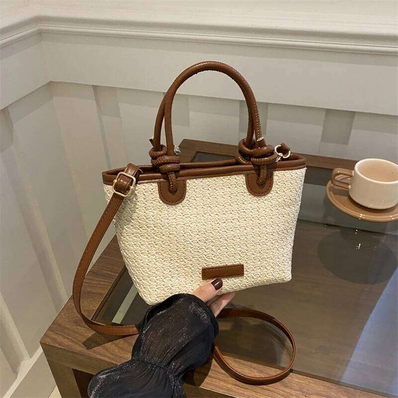 New Straw Woven Crossbody For Women Vacation Bucket Shoulder Bags Summer Seaside Beach Handbags Y260205