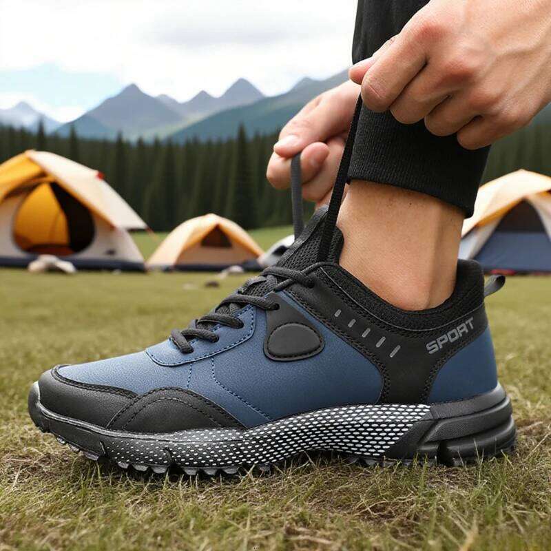 High Quality Men's Wear Resistant PU Leather Trail Hiking Shoes All Day Comfort Trendy Look Waterproo Fwork Sneakers