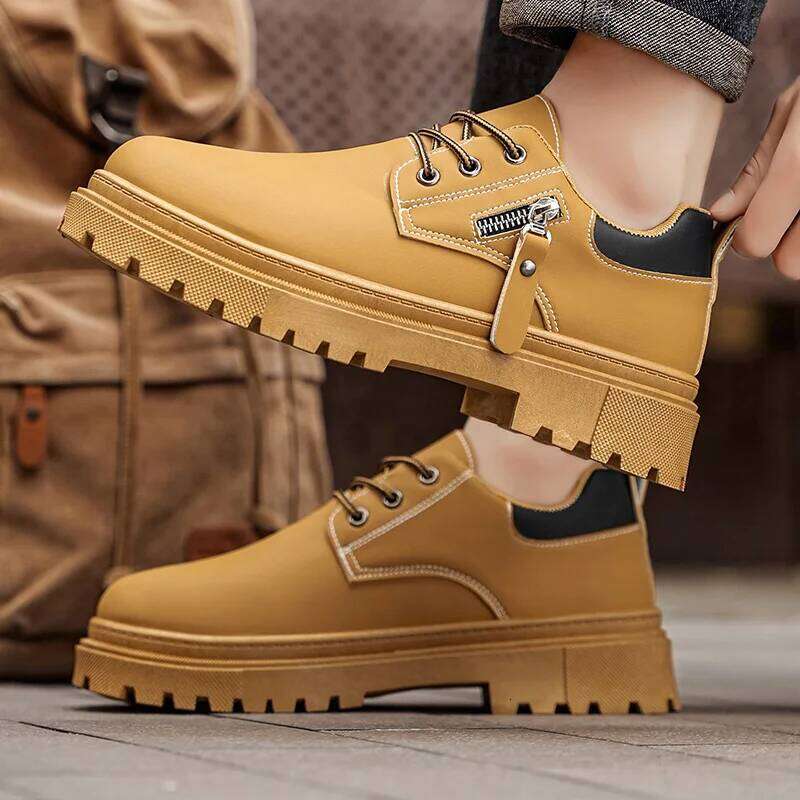 Spring and Autumn New Personalized Large Size Men's Formal Business Wear-Resistant Thick-Soled British Style Large-Toe Shoes, Trendy Casual Shoes