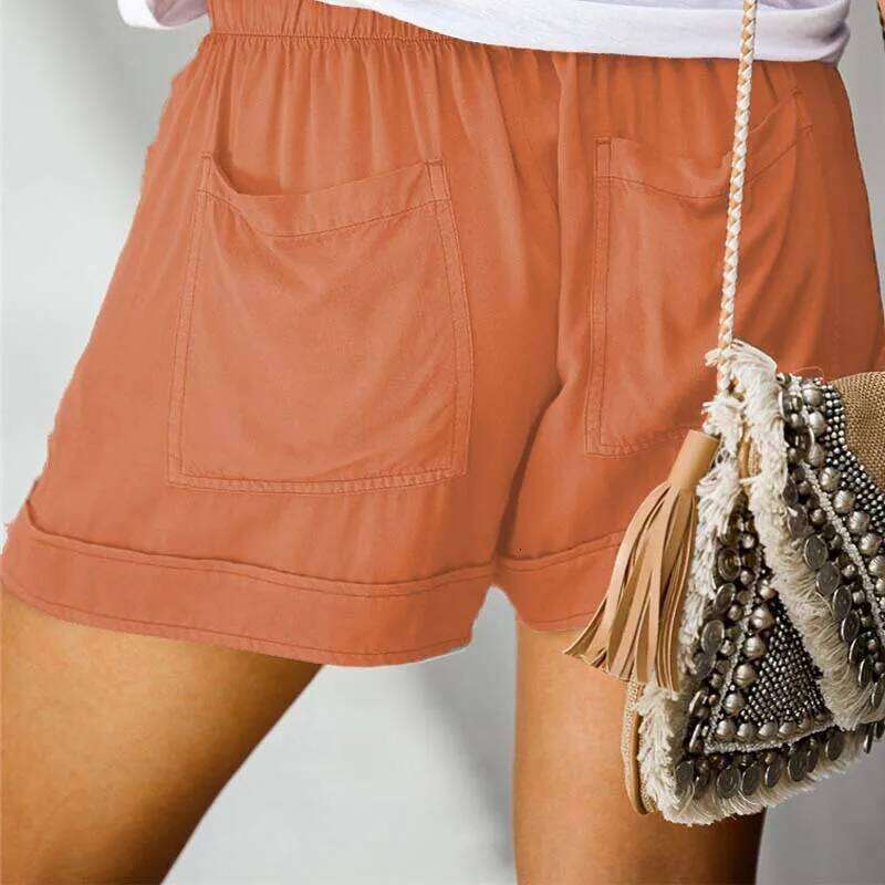 Casual Shorts for Women's 2023 Summer New European and American High Waisted Lace Up Loose Twill Wide Leg Pants XJ260206