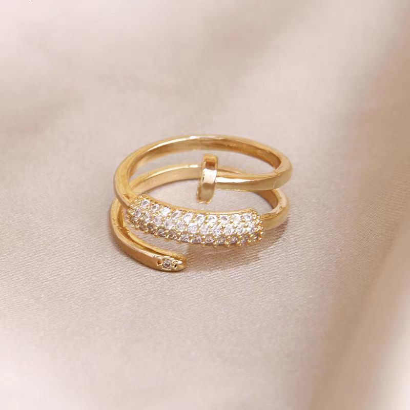 Ring Micro-Inlaid Zircon Three-Ring Open Ring With Unique Niche Design, Light Luxury Ring, Versatile And Elegant Ring