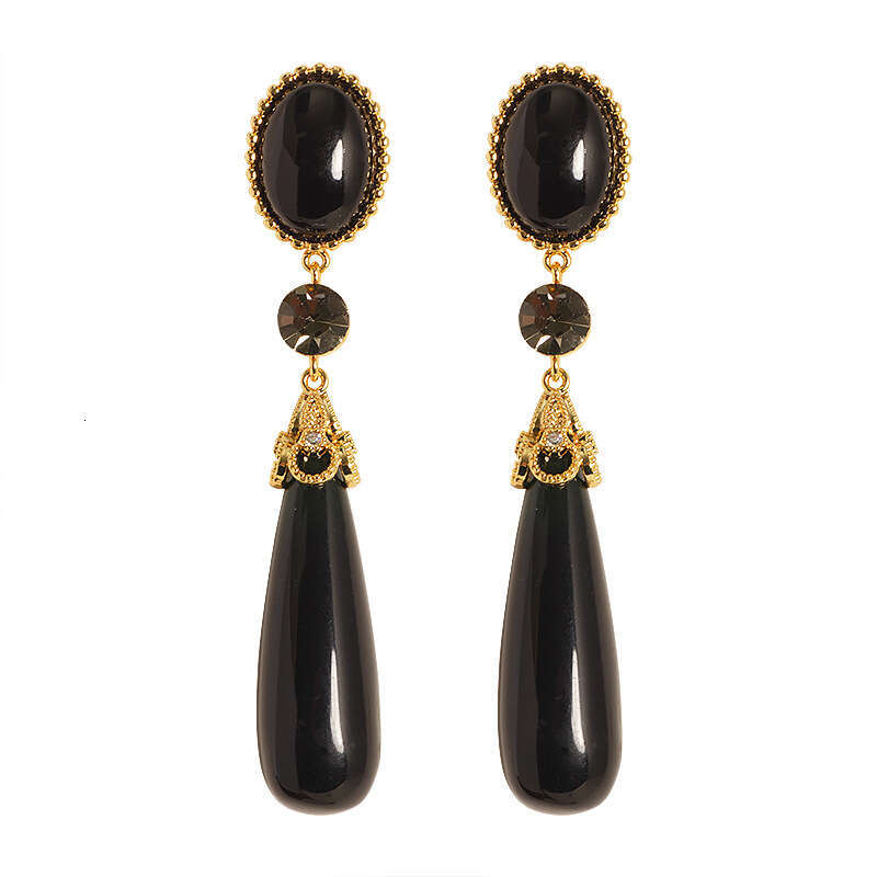 Personality Long Large Water Drop for Women French Retro Palace Style Tassel Earrings