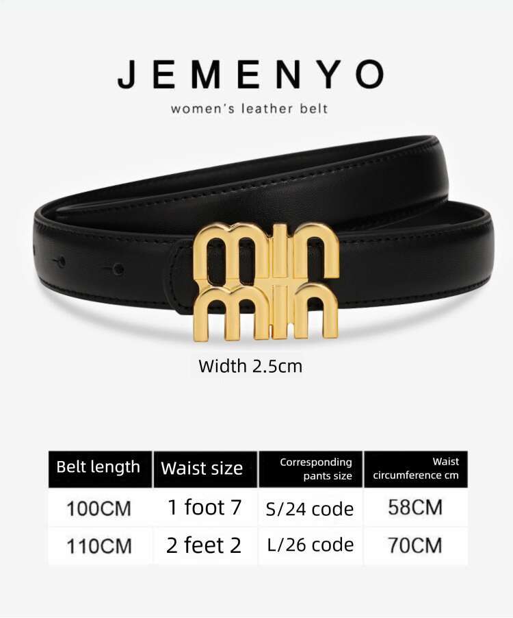 Women's High-End Feel Cowhide Versatile Decorative Suit Coat Design Sense Niche Black Jeans Belt