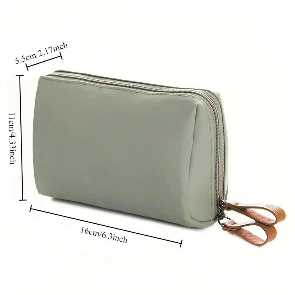 Large Cosmetic Organizer Bag - Compact travel toiletry bag, women's textured polyester fabric makeup pouch.A-tan Y260206