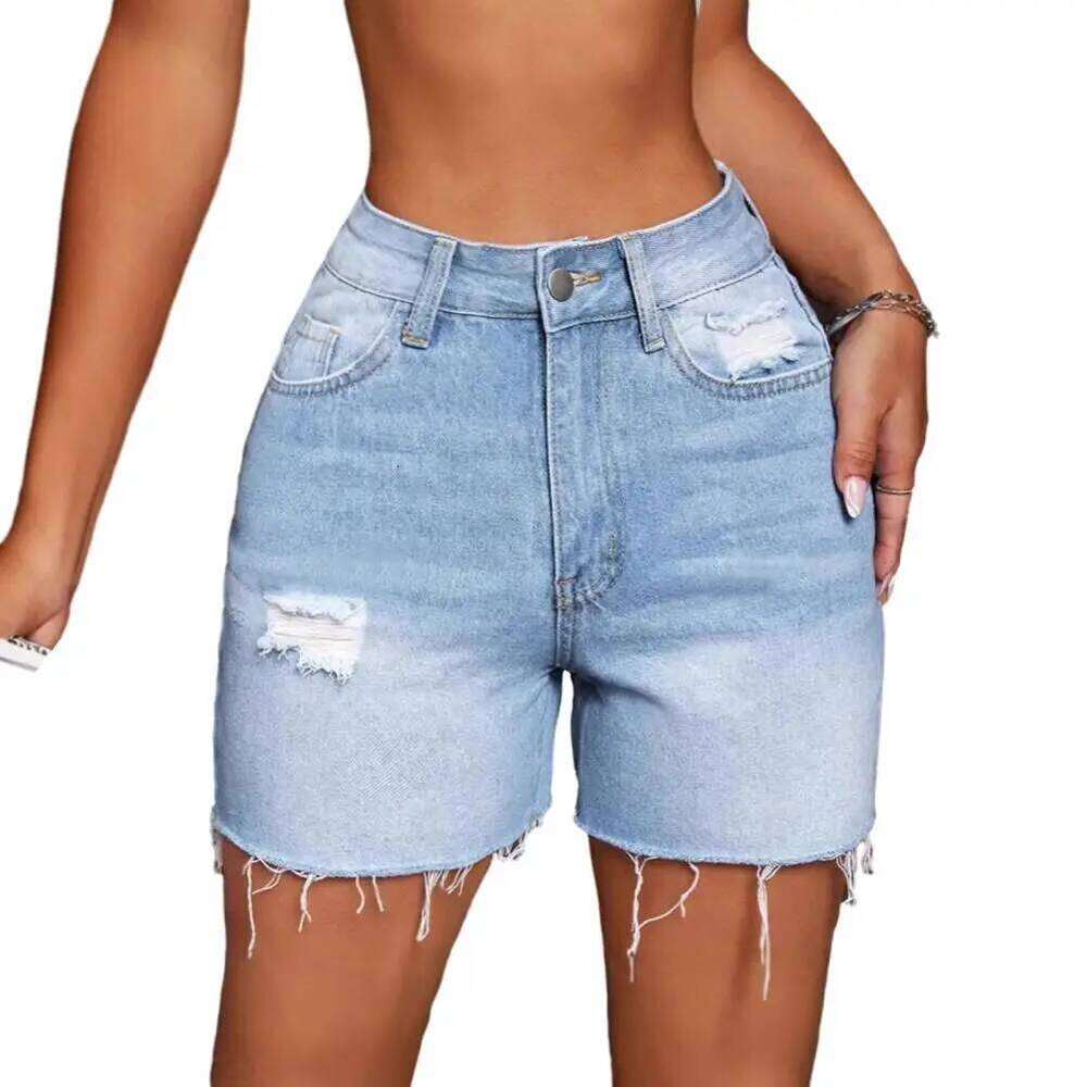Personalized Design Breathable Stylish High Waist Denim Shorts with Ripped Holes Women for Wear C260206