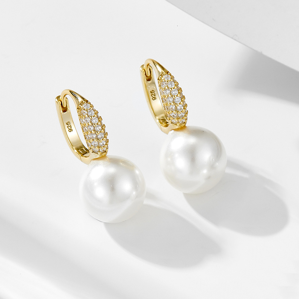 French-style sterling silver pearl earrings, fashionable, niche, simple, versatile, light luxury, elegant, high-end earrings