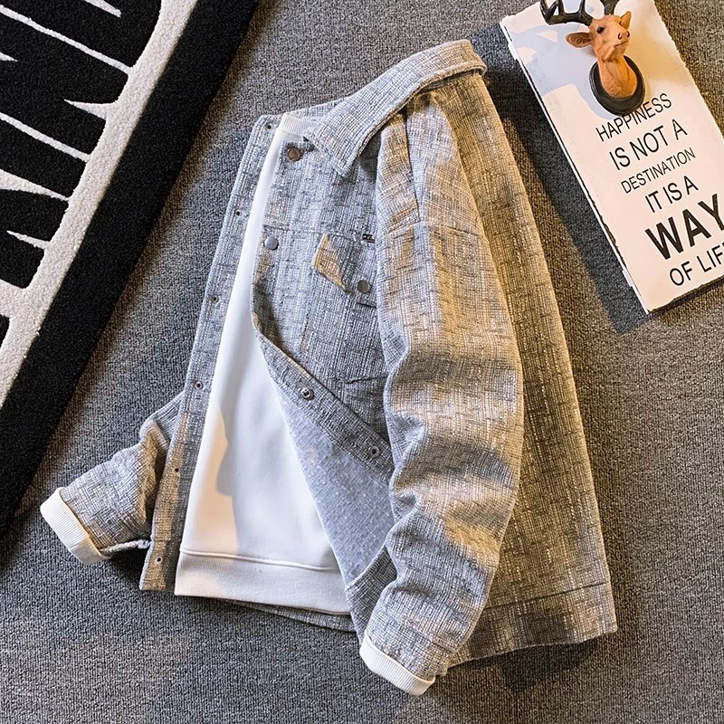 Luxury Brand Designer Clothes American Retro Small Fragrance Style Jacket For Men, Loose Casual Jacket, Spring And Autumn Houndstooth Shirt For Men, S