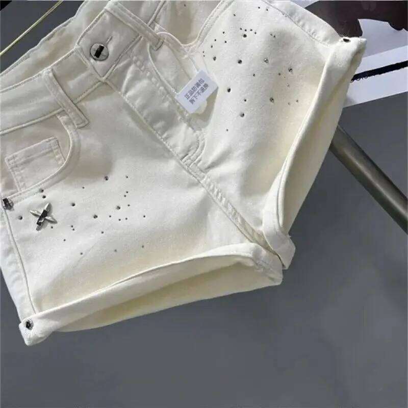 Women's Chic Hot Pant Girl Style Rolled-up Denim Summer Wear Version Low-Waisted Wide-Leg Pants A-line Shorts Jeans C260206