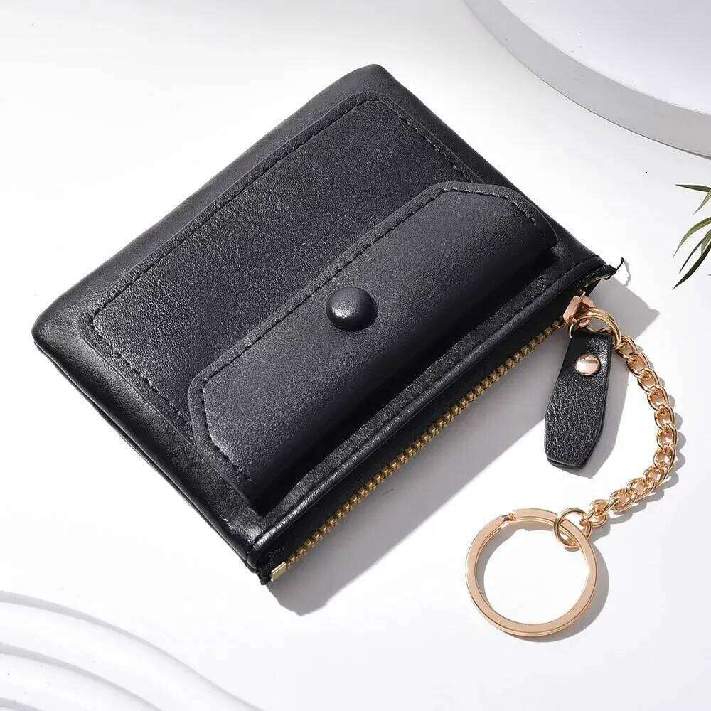 1PC New Fashion Women's Pu Leather Mini Short Zipper Coin Credit Card Keychain Wallet Y260206