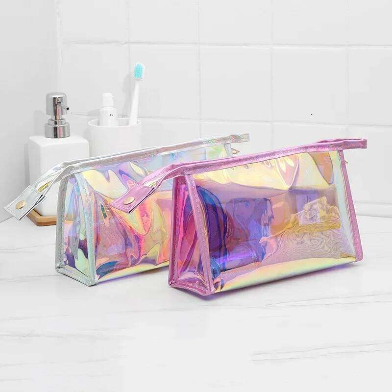 1 Pc Pink Girl Transparent Cosmetic PVC Clear Makeup Bag for Women Waterproof Zipper Beauty Case Travel Toiletry Bags Y260206