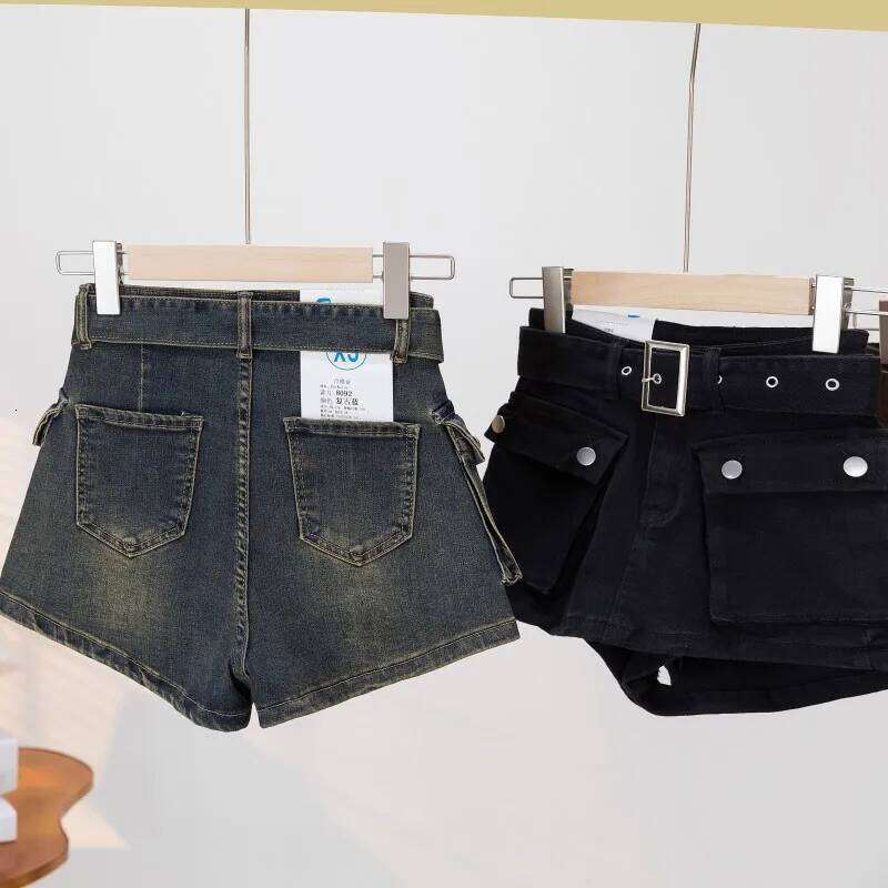 American Retro Spice Girl Tooling Skirts High Waist Skinny Shorts Women's Short Denim Jeans C260206