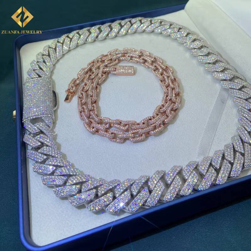 New Product 925 Silver Necklace Men Chain Miami Big Heavy 20mm VVS Moissanite Cuban Chain HipHop Style Iced Out Moissanite Chain