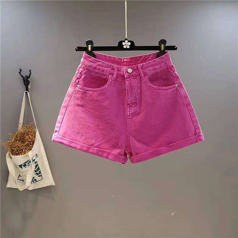 Summer Denim Shorts Women Lemon Yellow A-shaped Wide Leg Curled Jeans Hot Pants C260206