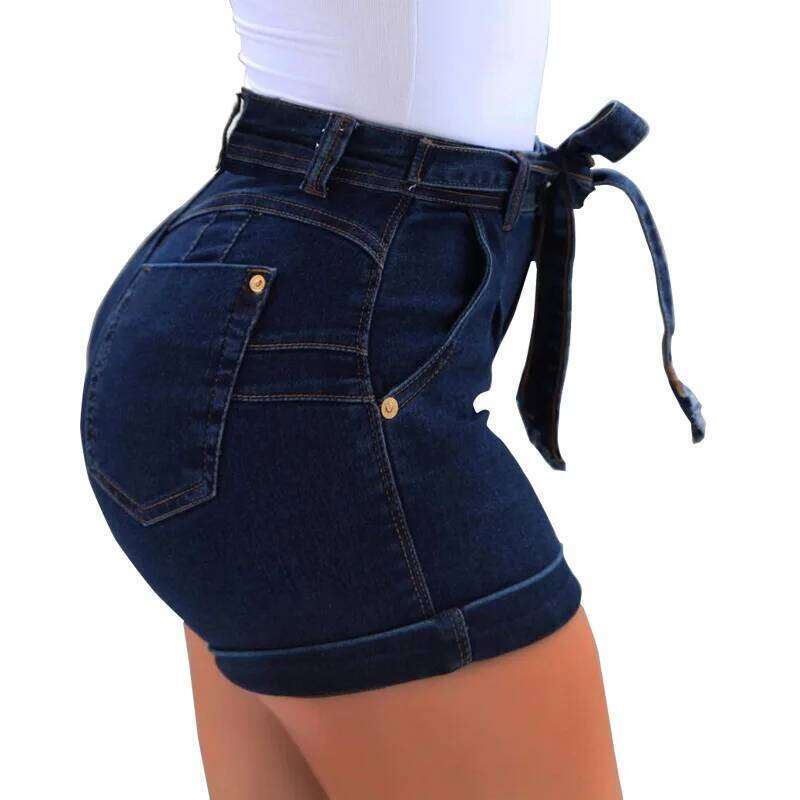 Women's High Waist Comfort Denim - Stretchy Soft Casual Summer Jeans Shorts with Pockets Straight Pants Female C260206