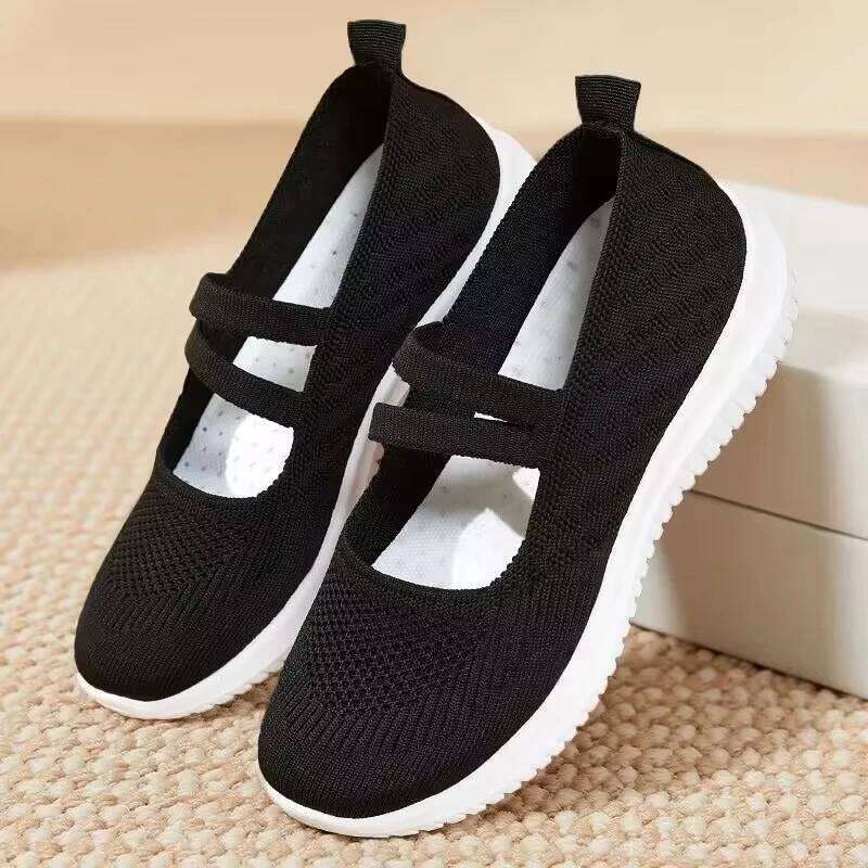 2025 Summer New Knitted Flat Bottom Women's Shoe Fashionable Lightweight Single for Breathable Women Shoes