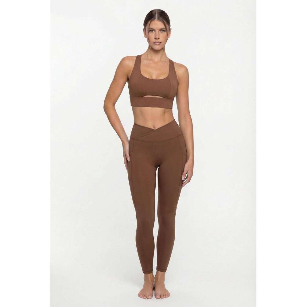 New Yoga Wear Shockproof Sports Bra Summer Barely There Lift Hip Slimming Breathable Nine-point Pants Fitness Two-piece Set Women