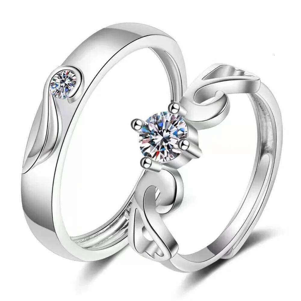 1 Pair Copper Plated Platinum Angel Wing Couple Rings Wedding Finger Jewelry Valentine Day Gift Wholesale Drop Shipping W260206