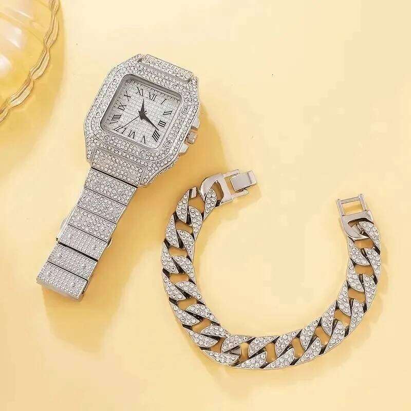 2pcs Luxury Fashion Men Women Watch Set Silver Strap Quartz Wristwatch Alloy Bracelet For Ladies Gift without box Z260206
