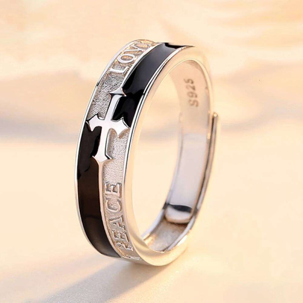 Cross Crown Letter Copper Plated Platinum Adjustable Wedding Couple Rings Overlap Opening Finger Jewelry Wholesale Drop Shipping W260206