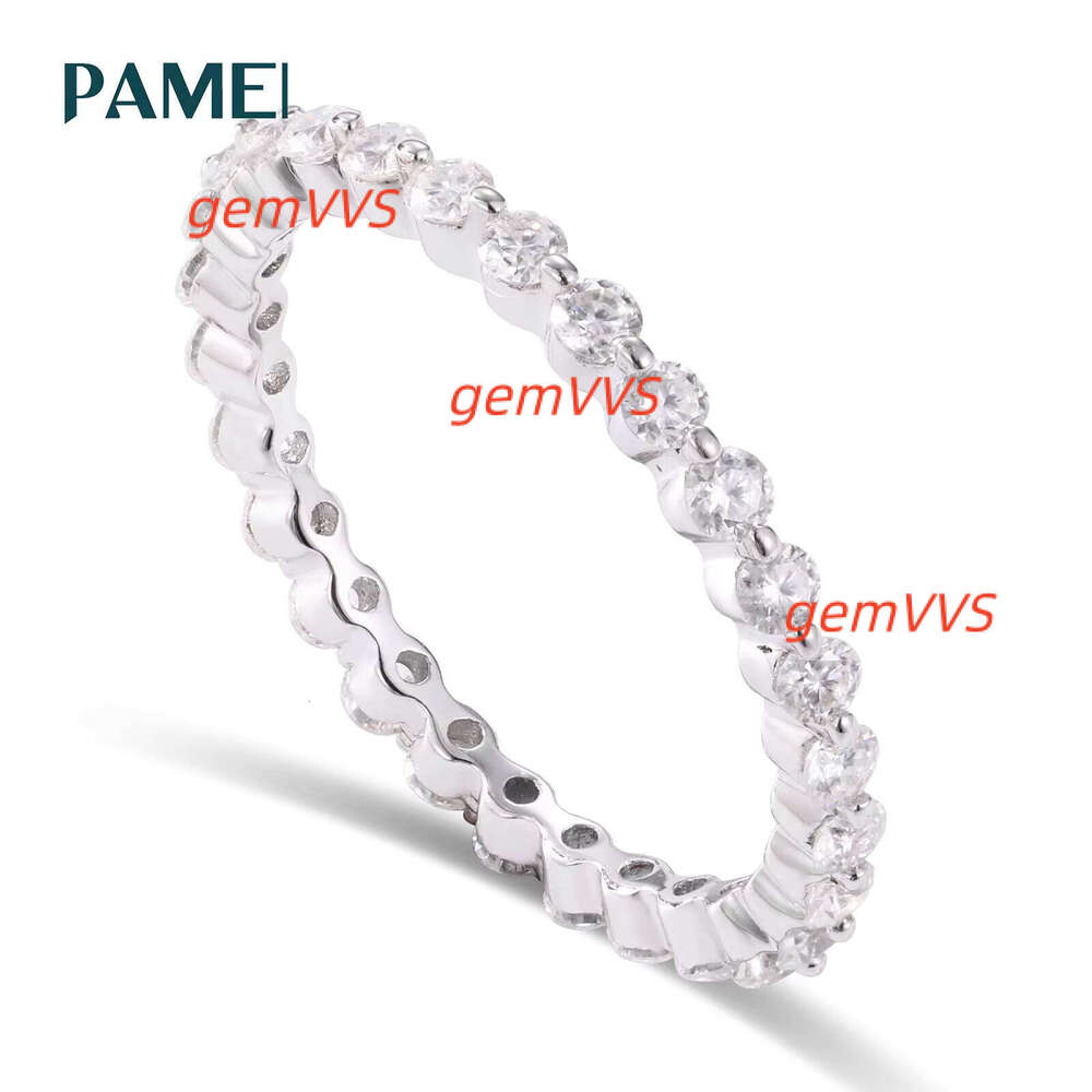 Fashion 925 Sterling Silver Eternity Daily Wear Round VVS Moissanite Diamond Stackable Sparkling Jewelry Ring