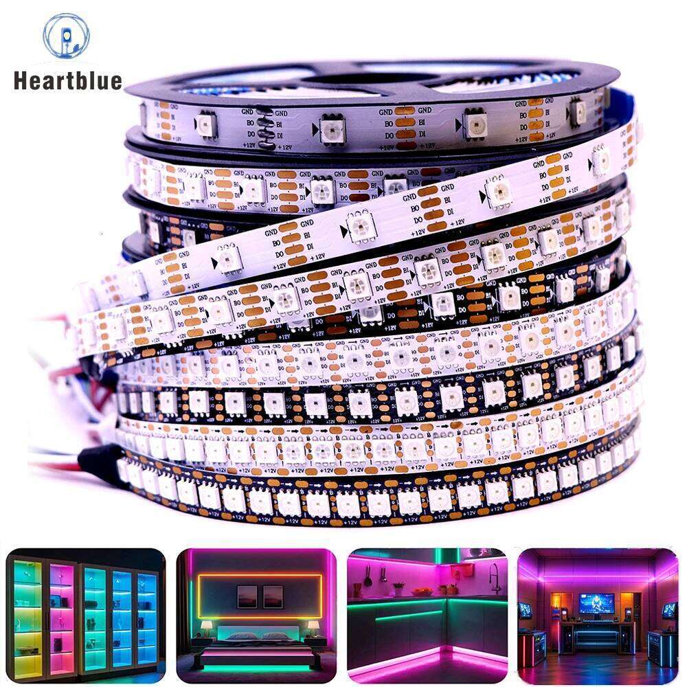 Led Pixel Strip Light 12V WS2815 SMD 5050 RGB Individually Addressable WS2811 WS2812 Smart 30/60/144leds/m Black/White PCB IP30 Z260206
