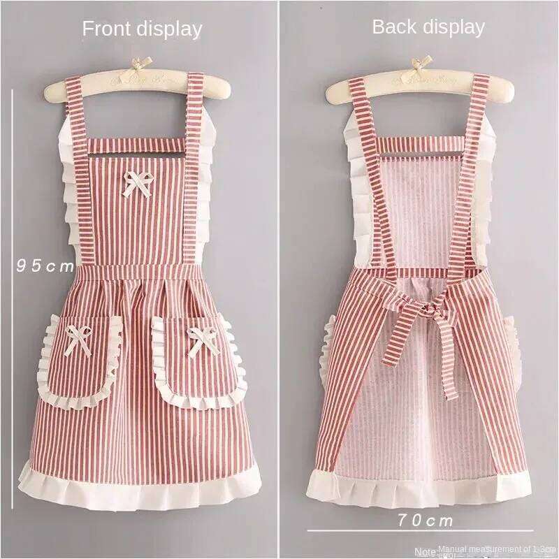 Korean Version Cotton and Linen for Women Cute Kitchen Home Cooking Breathable Fashionable Work Clothes Chef Apron S260205