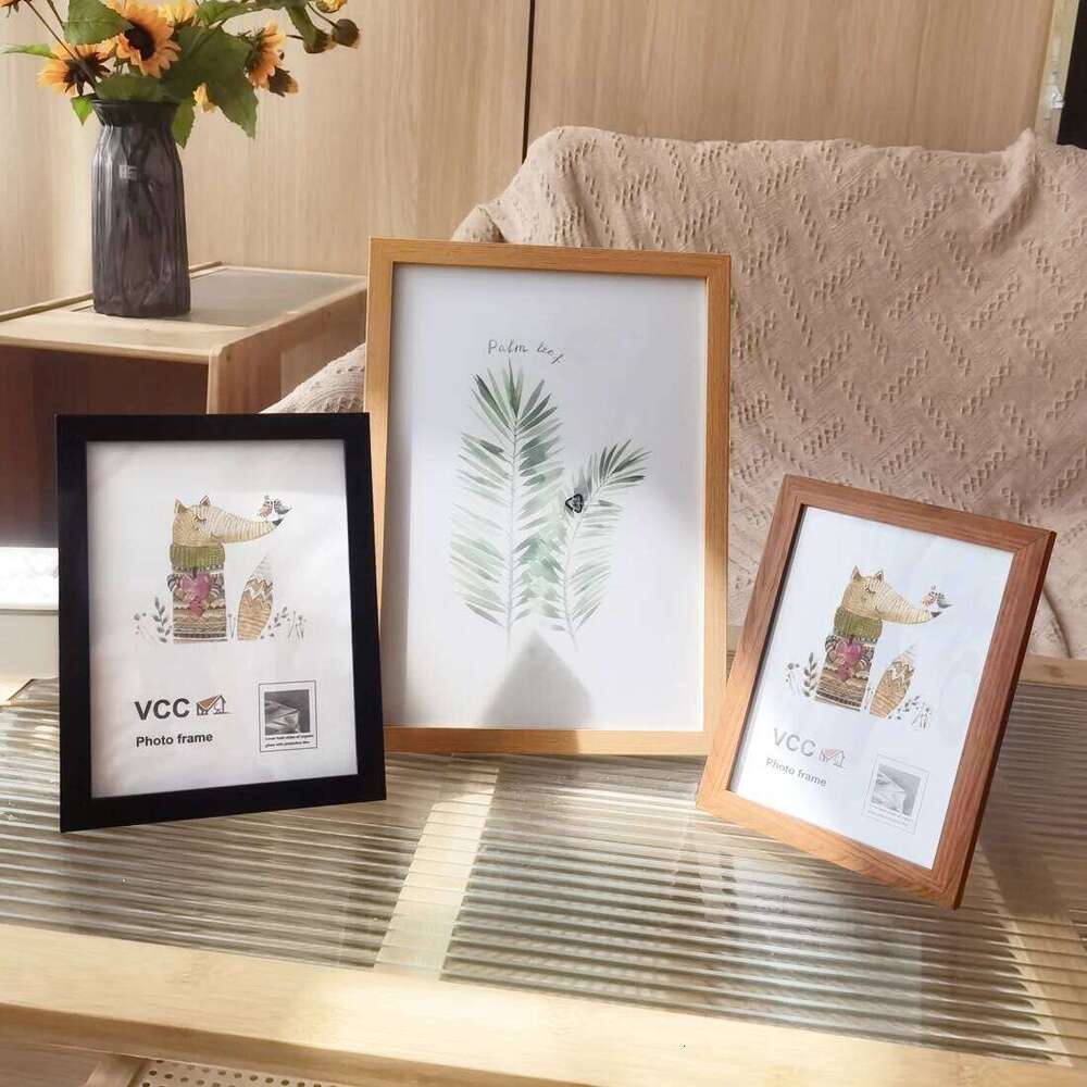 5Pcs Wooden Photo Frames Picture Wall 10X15 15X20 20X25 A4 Frame Stand For Pictures Certificate Commemorative Gift S260205