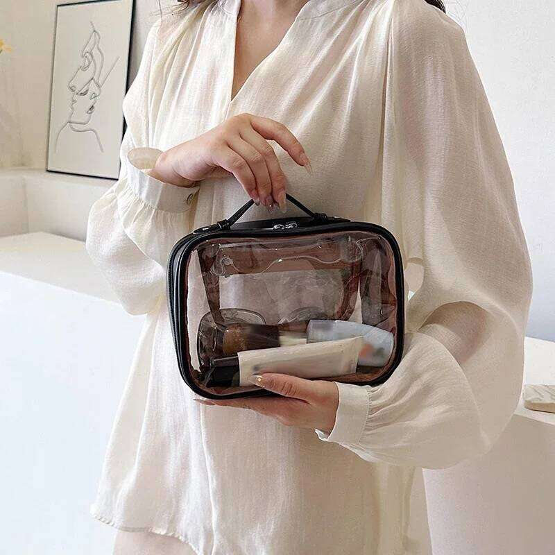 Portable Travel Wash Female Transparent Large Capacity Waterproof Pvc Multifunctional Handbag Cosmetic Storage Bag Organizer Y260206
