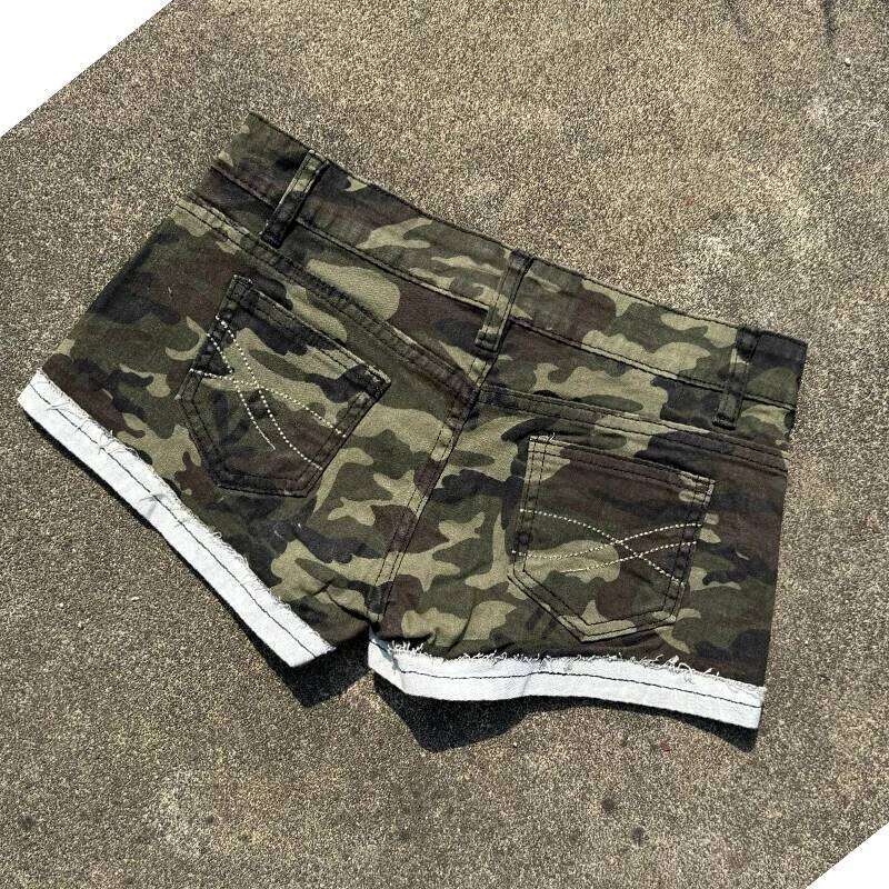 Sexy Camouflage Low-rise Elastic Tight Denim Shorts Women Hip-wrapped Hot Pants C260206