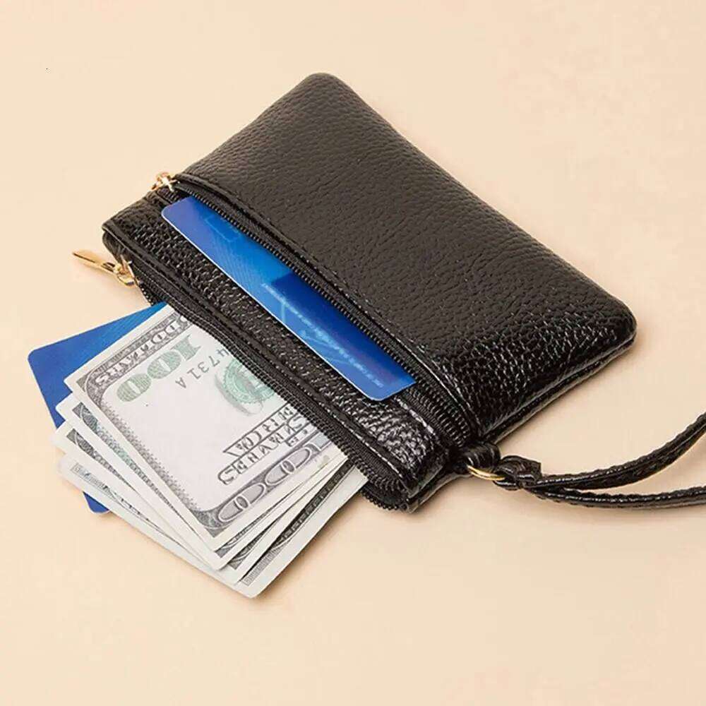 Fashion PU Zero Wallet Dual Zipper Waterproof Coin Storage Bag Solid Color Lightweight Small Card Pack Women Y260206