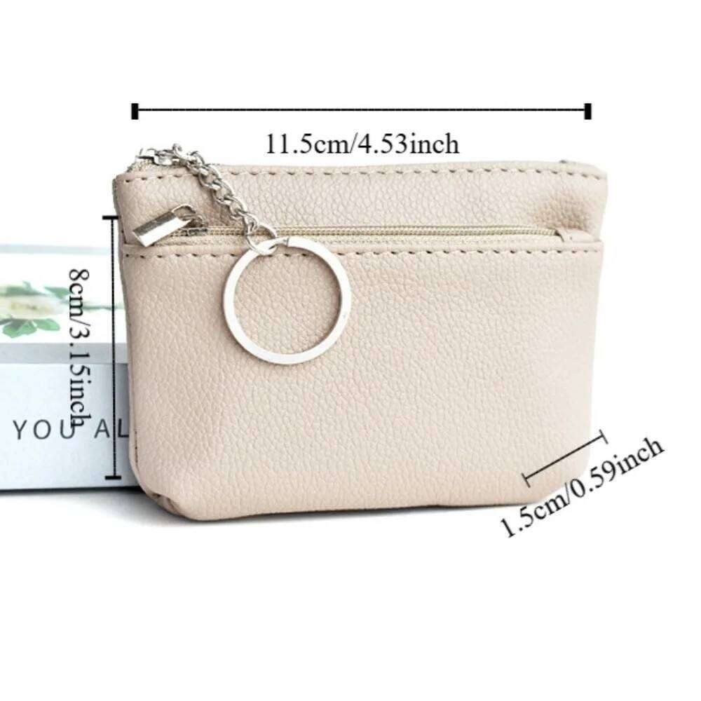 Portable Zipper PU Leather Coin Pure Color with Key Ring Mini Purse Change Bag Card Pocket Short Wallet Women Y260206