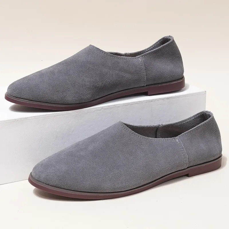 AIYUQI Ballet Flats Womens Shoes Genuine Leather Large Size 41 42 43 Pointed Toe Womens Loafers 260124