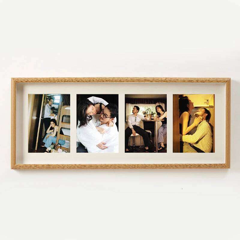 - 8x20 Photo With Mat Display 4Pcs Photos, 4x6 Picture Frame Wood S260205