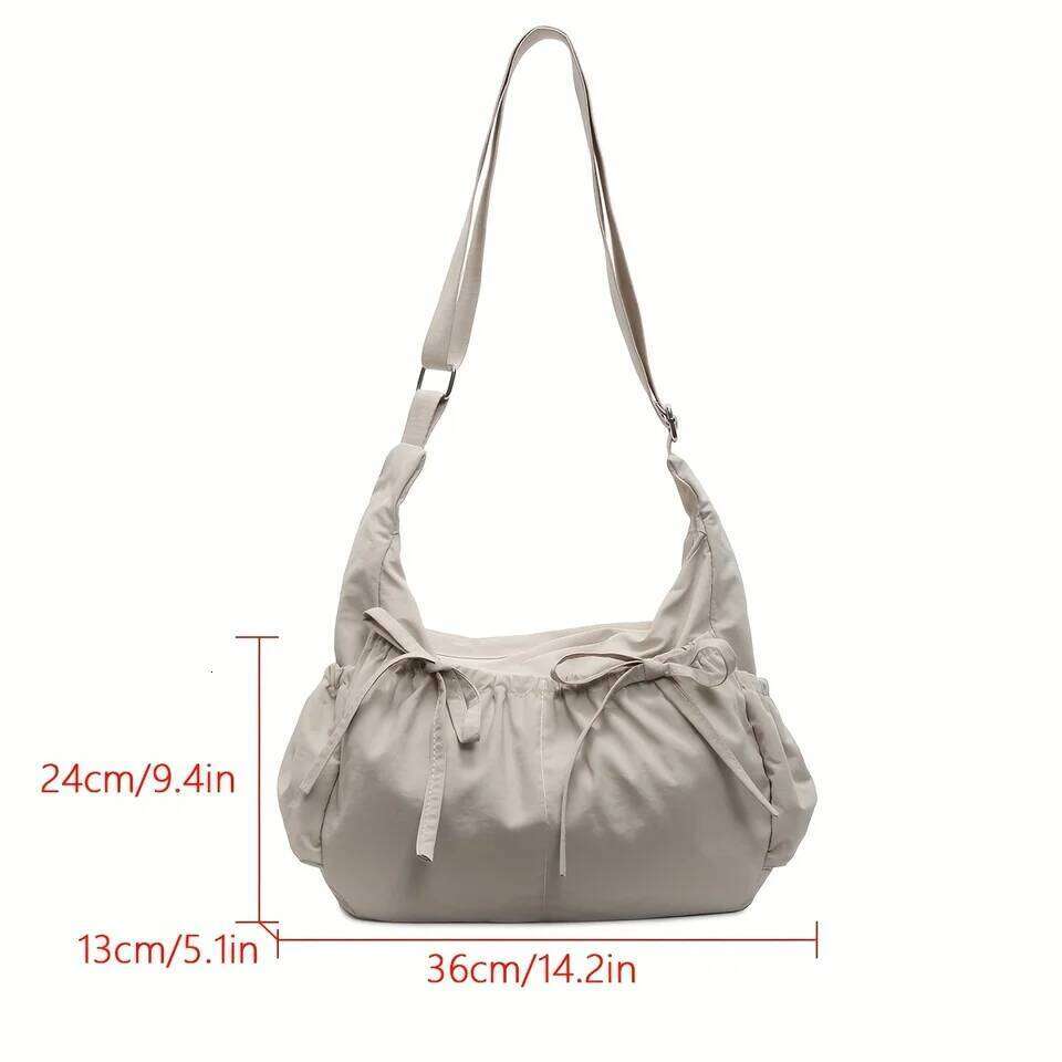 Large Capacity Women's Shoulder Bags Lightweight Nylon Pleated Crossbody Multiple Pockets Hobo Bag For Women Commuting Y260205