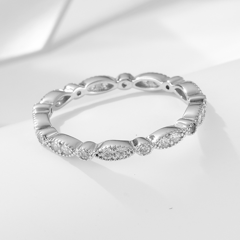 s925 sterling silver personalized full-diamond combination for women, light luxury ins fashion simple diamond-studded ring jewelry